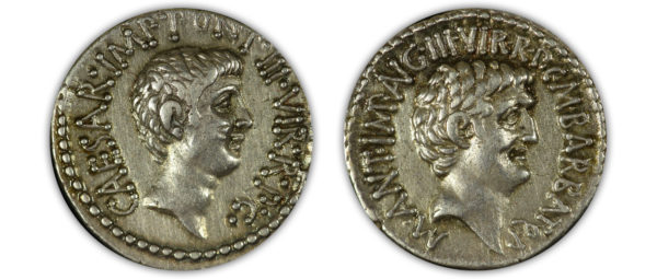 Octavian & Antony Triumvirate AR Denarius