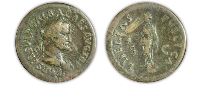 Roman Empire. Galba Sestertius. AE. AD 68-69